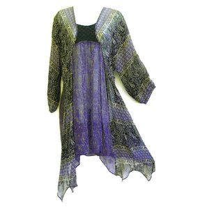 Of Two Minds Dress Silk Sheer Paisley Purple Quilted Modesty Panel Handkerchief